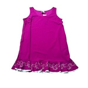 NWT Profile Gottex Fuscia Pink Purple Laser Cut Swimsuit Dress XL